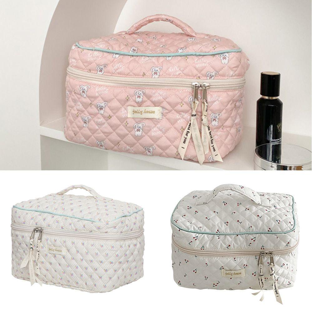 MIHAN1 Túi Đựng Mỹ Phẩm Nắp Lật Có Khóa Kéo Thiết Kế Xinh Xắn Tiện Dụng