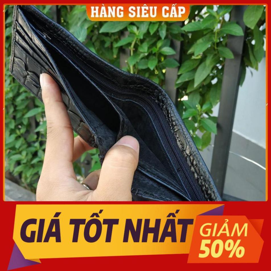 Thẻ BH 12 tháng [ Da Thật% ] -  Tuyệt Phẩm Bóp Nam Da Cá Sấu 2 Mặt Nguyên Con Hàng Cao Cấp, Rẻ, Đẹp