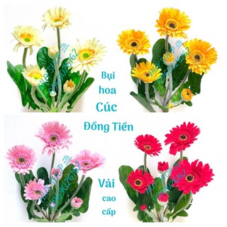 Hoa Giả trang trí - Bụi Hoa CÚC ĐỒNG TIỀN Vải cao cấp 37cm
