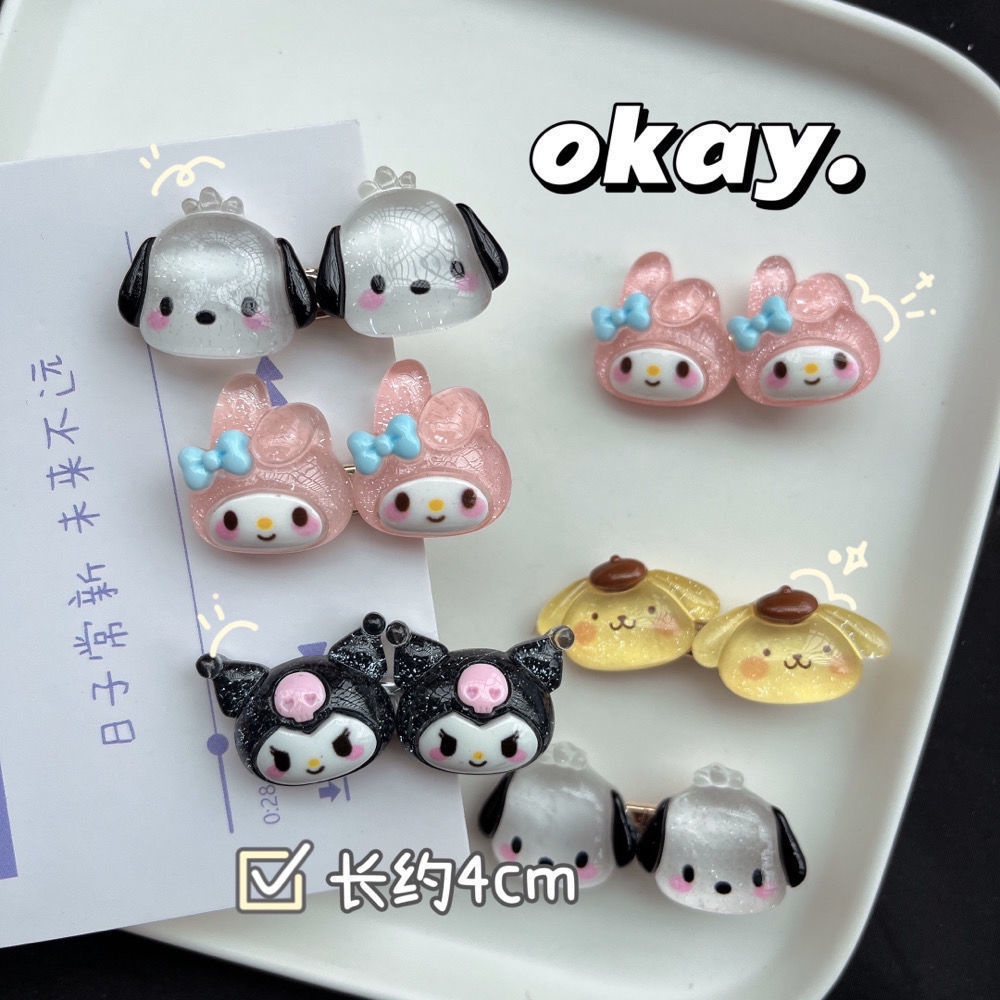 Kẹp Tóc Trong Suốt Họa Tiết Hoạt Hình Phong Cách Hàn Quốc