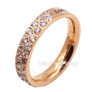 Nhẫn titan ko đen 2 hàng đá tròn cao cấp