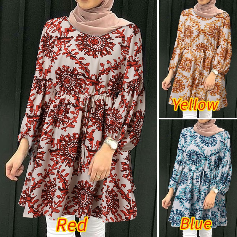 Zanzea Áo Kiểu Tay Dài Phồng Eo Co Giãn In Họa Tiết Đường Phố Thời Trang Cho Nữ