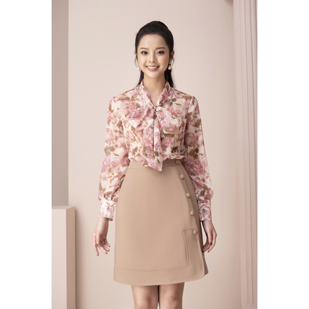 Áo Sơ Mi Kiểu Nữ LUPERI Dáng Suông Dài Tay, Vải Voan Hàn Cao Cấp Mềm Mịn Không Co Nhăn, Họa Tiết Hoa Thanh Lịch LFSM1203