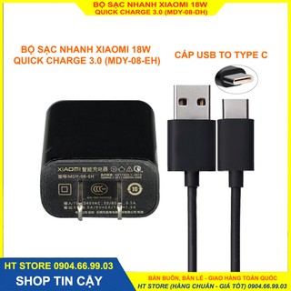 Bộ sạc nhanh XIAOMI 18W , mã MDY-08-EH, Quick Charge 3.0, cáp Chân USB to Type C, hỗ trợ cả thiết bị Android và iOS