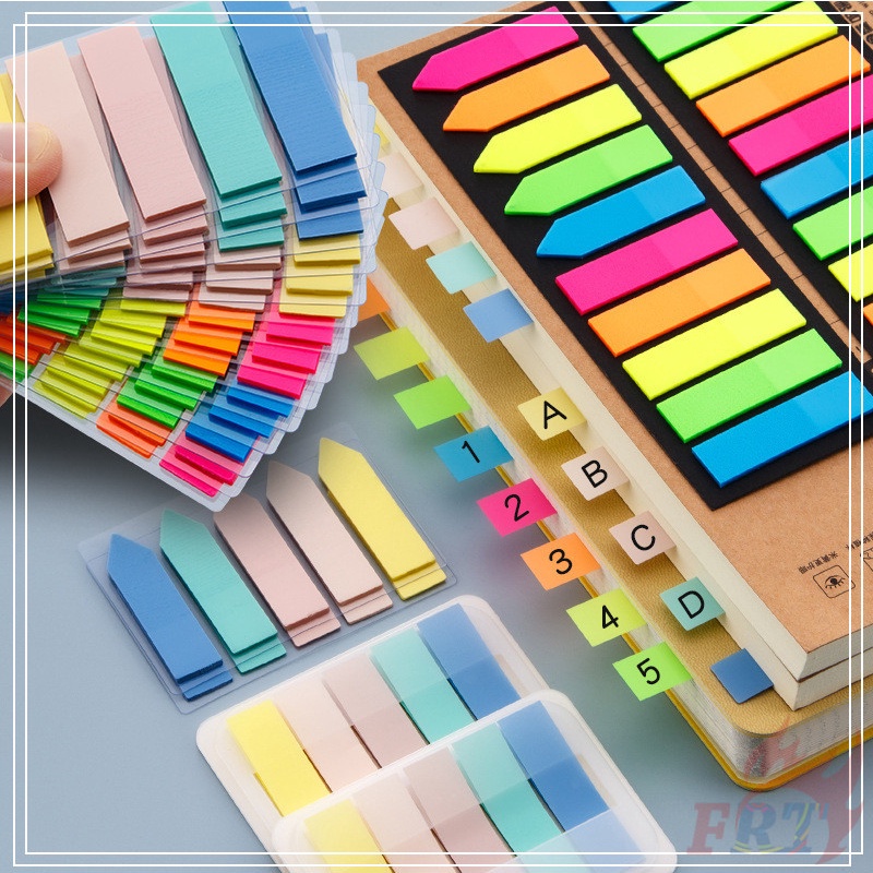 100 Tờ ✿ Ghi Chú Dính Chỉ Số 5 Màu ✿ Tập Giấy Ghi Chú Tự Dính Tiện Dụng Cho Trường Học / Văn Phòng