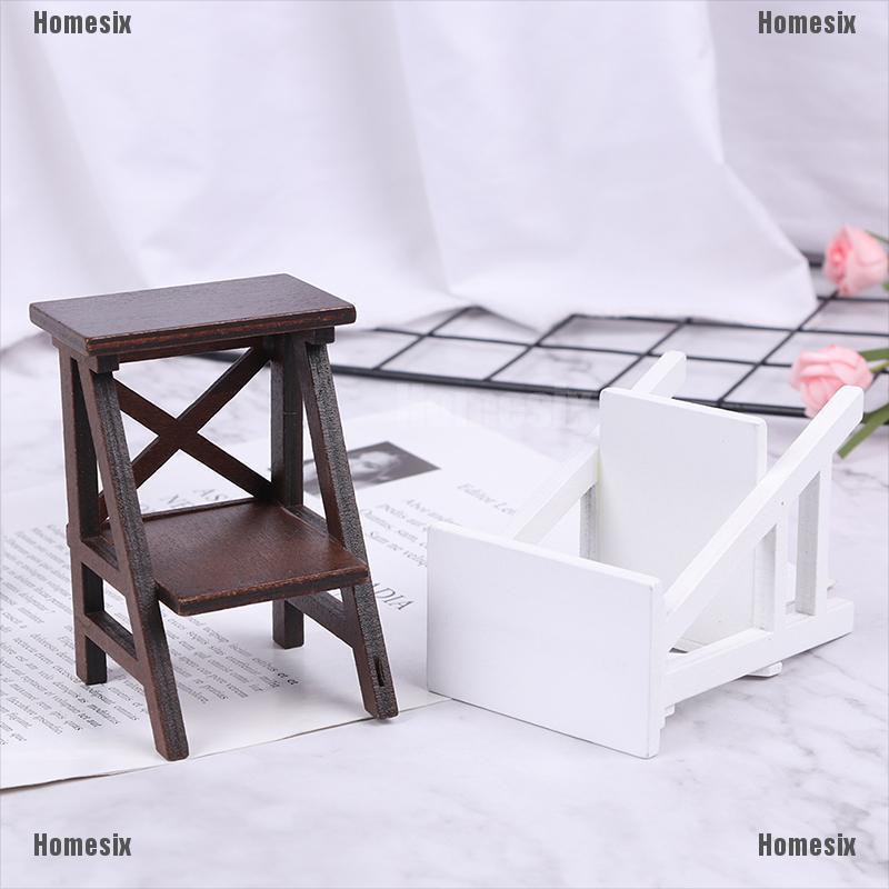 [HoMSI] 1Pc 1/12 Dollhouse Miniature Wood Shelf Flower Stand Model Toy Doll House Decor SUU