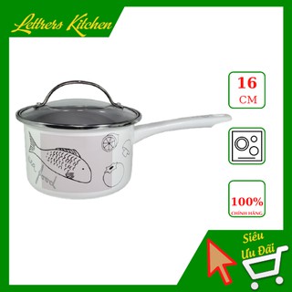 Nồi tay cầm/quánh thép tráng men nhập khẩu cao cấp Cheftina - dùng được bếp từ - kích thước 16cm