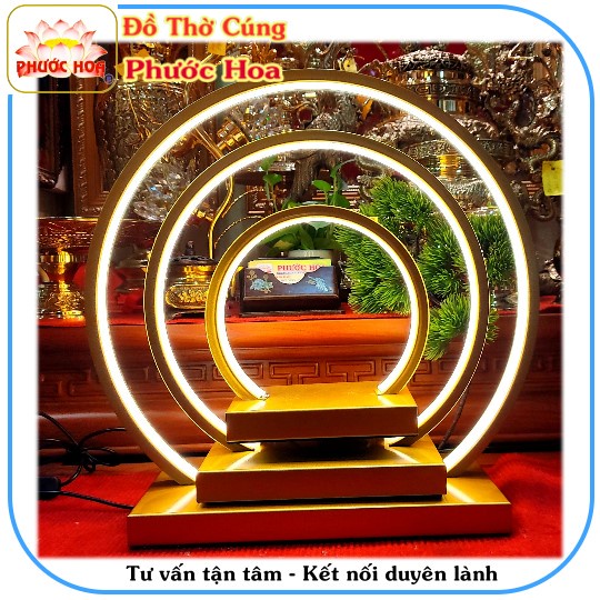 Hào Quang LED vòng tròn Decor Tượng Phật- Đế kim loại - Đèn thờ - Bàn Thờ Đẹp - Đồ Thờ Cúng Phước Hoa