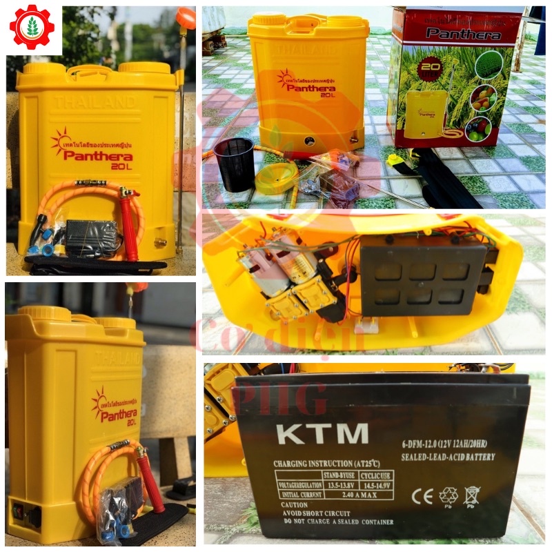 Bình phun thuốc diệt khuẩn Panthera 20L 12V 12AH | 2 bơm | Công nghệ Thái Lan | Bình xịt điện