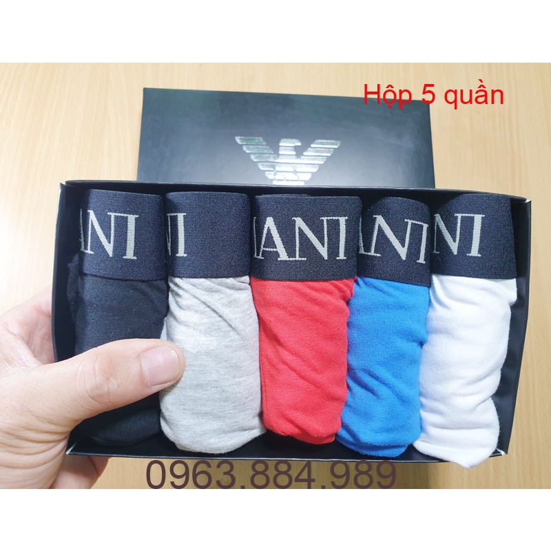 Hộp 5 quần sịp đùi cotton E.01 nhiều màu cho anh em - Ảnh, video shop làm