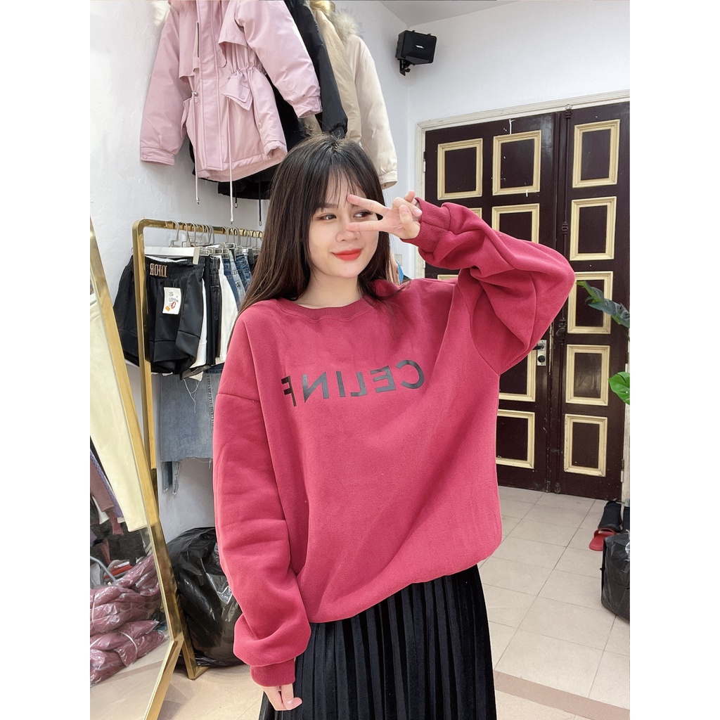 Áo nỉ bông in chữ dáng rộng Unisex 1524 IMES SHOP