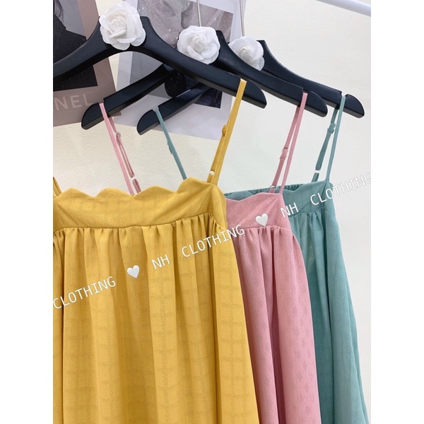 Váy maxi 2 dây khoét lưng chất liệu đũi cao cấp mặc đi biển siêu xinh