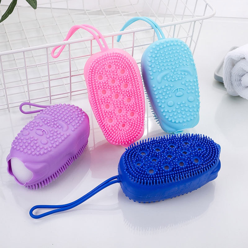 Bông Tắm Silicon Tạo Bọt Massage Hình Chuột Cute, Tẩy Da Chết 2 Mặt