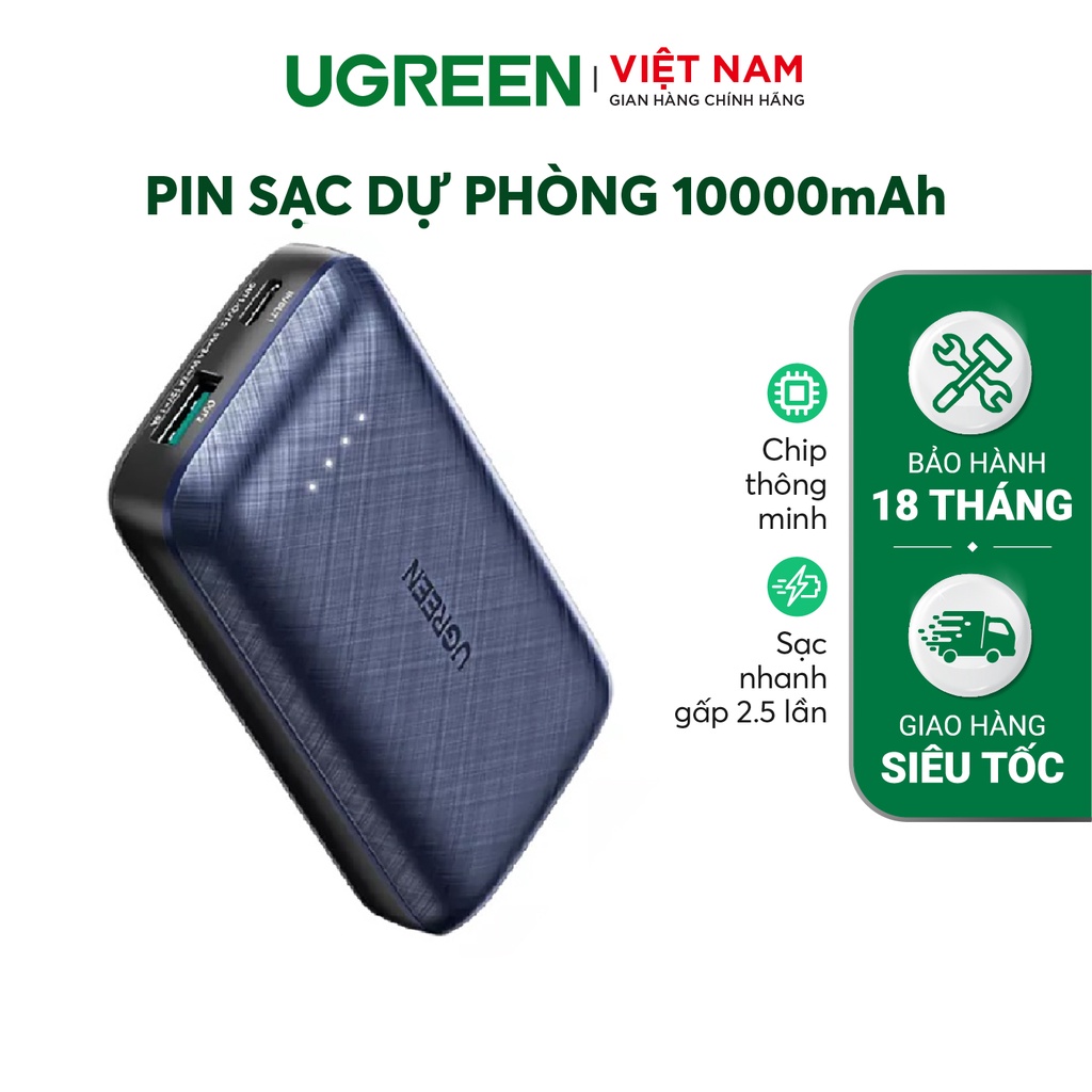 Pin sạc dự phòng mini 10000mAh UGREEN PB178 Hỗ trợ PD + QC 3.0 | Sạc nhanh 20W Bảo Hành 18 Tháng 1 Đổi 1 80749