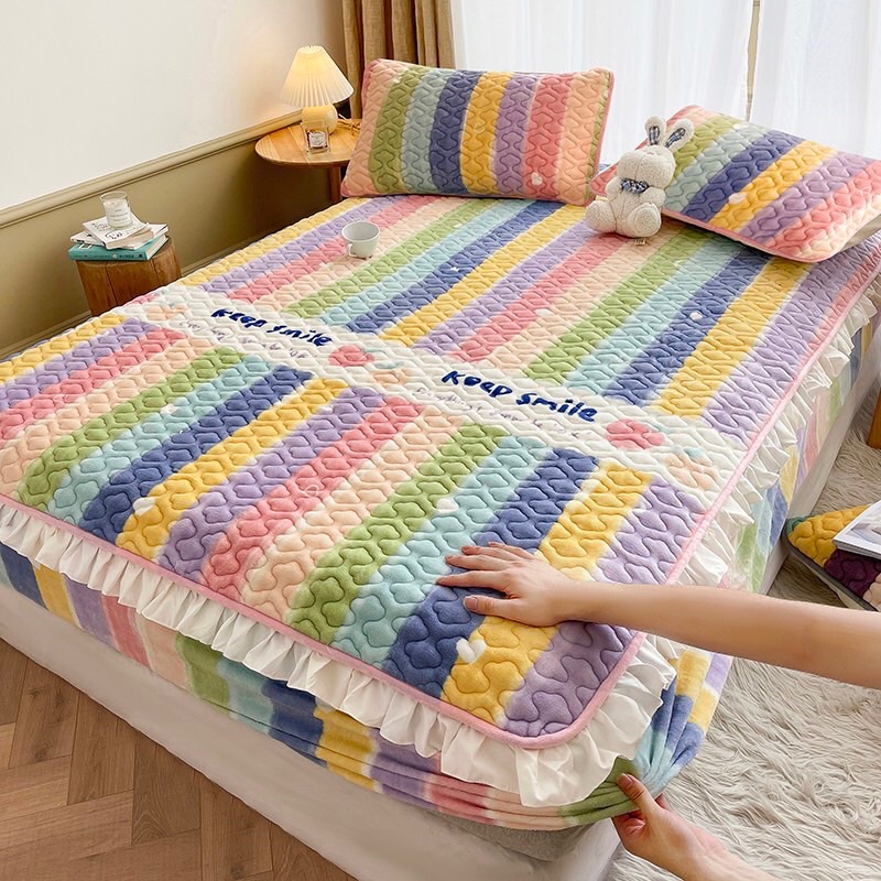 Ga gối nỉ nhung vintage mềm mịn ấm áp set 3 món bọc nệm dưới 30cm cao cấp