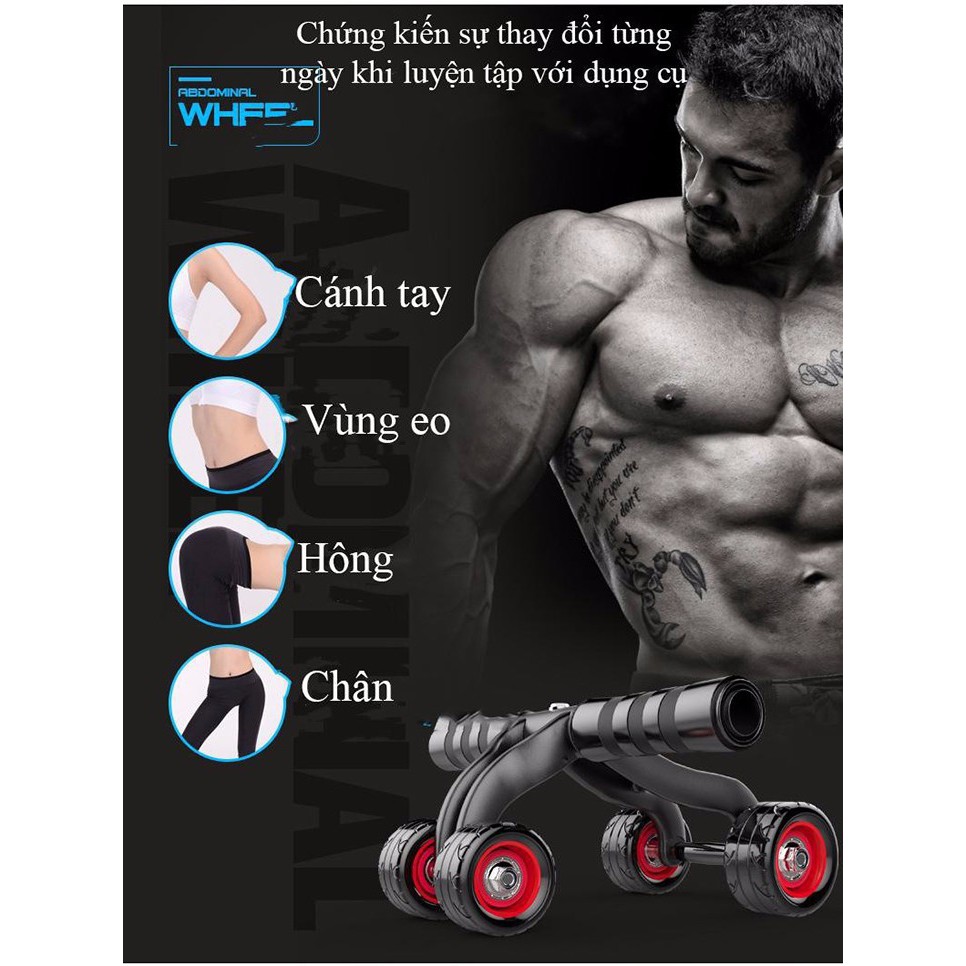 Con Lăn Tập Bụng 4 Bánh Cao Cấp