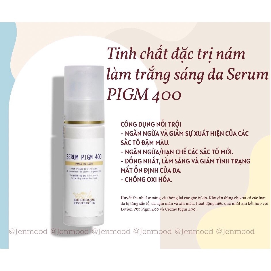 Serum pigm 400 Tinh Chất Giúp Làm Sáng Da, Đánh Bay Nám, Tàn Nhang & Đốm Nâu Biologique Recherche