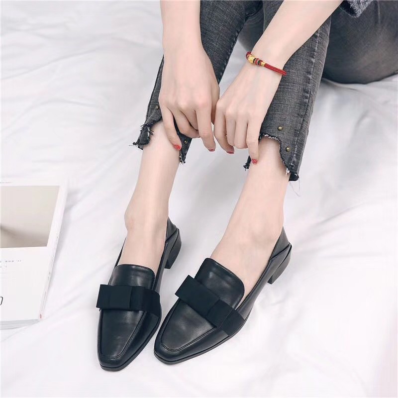 ulzzang Giày moca nữ đế bệt (CÓ CLIP THẬT SẢN PHẨM) đen và nâu tây chuẩn size dễ phối đồ. Giày loafer mới có sẵn, đủ siz