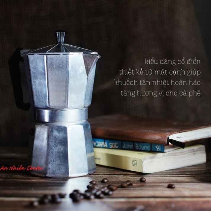 Bình pha cà phê Moka Pot 6 tách 300ml bằng Nhôm cao cấp - Bình pha cà phê kiểu Ý