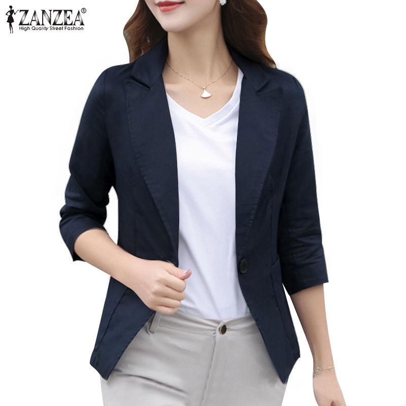 Áo khoác blazer ZANZEA mỏng tay lỡ thời trang cho nữ