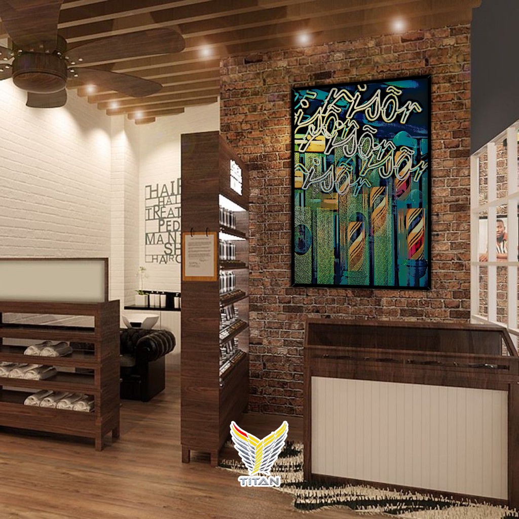 Tranh treo tường Barber, tranh decor chất liệu Canvas khung Gỗ, Kích thước 40x60 cm