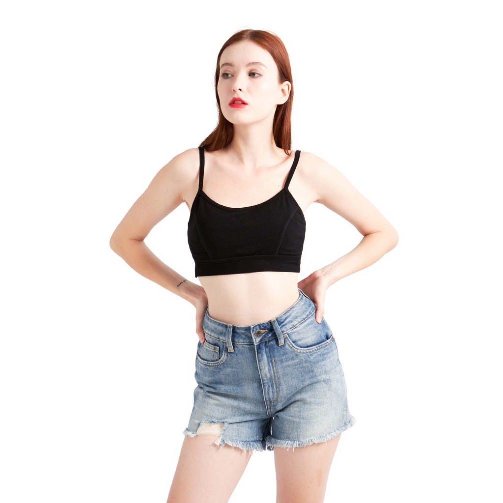 Quần short nữ lưng cao lai tua rua chất jeans cotton cao cấp màu xanh 8073 – Cotonfio