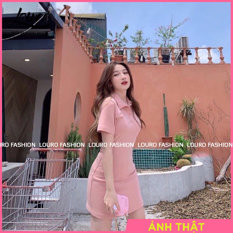 Váy phông body cộc tay nữ, mẫu váy đầm dáng ôm tôn dáng cổ bẻ kiểu dáng đơn giản, năng động trẻ trung - L055 | BigBuy360 - bigbuy360.vn