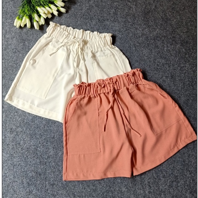 Quần short nữ ống rộng lưng thun Thu Hà quần đùi đũi trơn mịn mát, thiết kế trẻ trung QNH.49