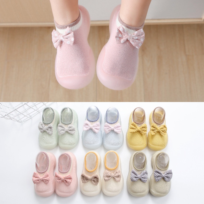 Loại 1_Giày bún tập đi cổ ngắn đính nơ cho bé gái siêu xinh từ 1 đến 3 tuổi