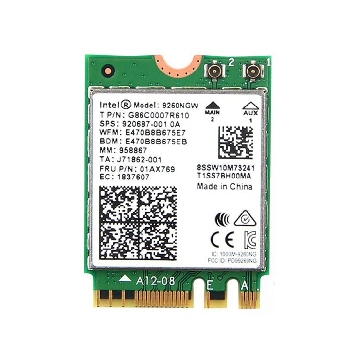 Card wifi chuẩn AC MU-MIMO 1.73Gbps tích hợp bluetooth 5.0 Intel 9260NGW PK06