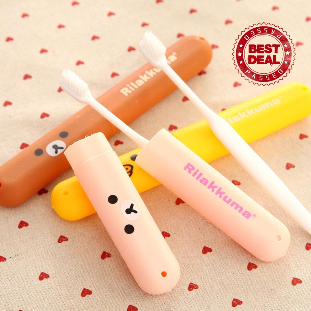Hoạt Hình Hộp Đựng Bàn Chải Đánh Răng Hình Trụ Có Nắp Đậy Tiện Dụng D0K5