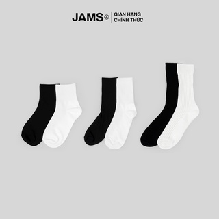 Vớ tất trơn basic JAMS nhiều kích thước đen trắng thể thao co giãn trendy