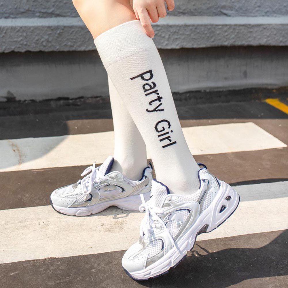 Vớ Cao Qua Gối Thoáng Khí Co Giãn In Chữ Ngọt Ngào Phong Cách Hàn Quốc Cho Nữ