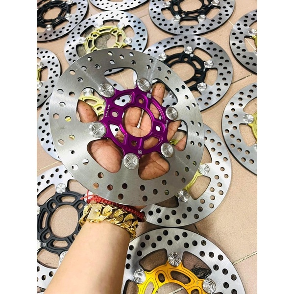 Đĩa Thắng Trước 4 lỗ size 220mm Khoen Inox 304 Không Gỉ, Lòng nhiều màu gắn thông dụng cho nhiều dòng xe