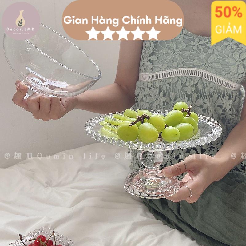 Đĩa khay đựng trái cây hoa quả bánh sinh nhật thủy tinh kiểu Pháp (có bán rời)