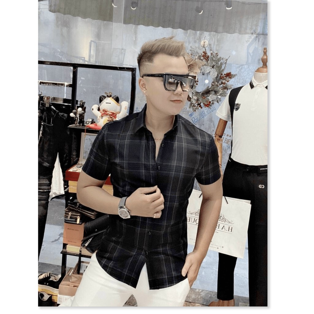 Áo sơ mi nam caro tay ngắn phong cách tre trung năng động 2021