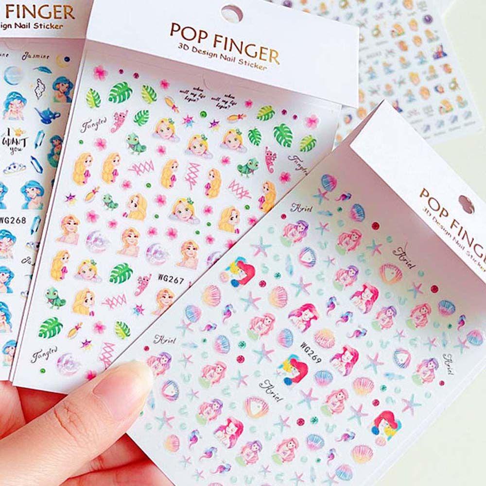 QQMALL Sticker Dán Trang Trí Móng Tay Hình Công Chúa Elsa Và Anna