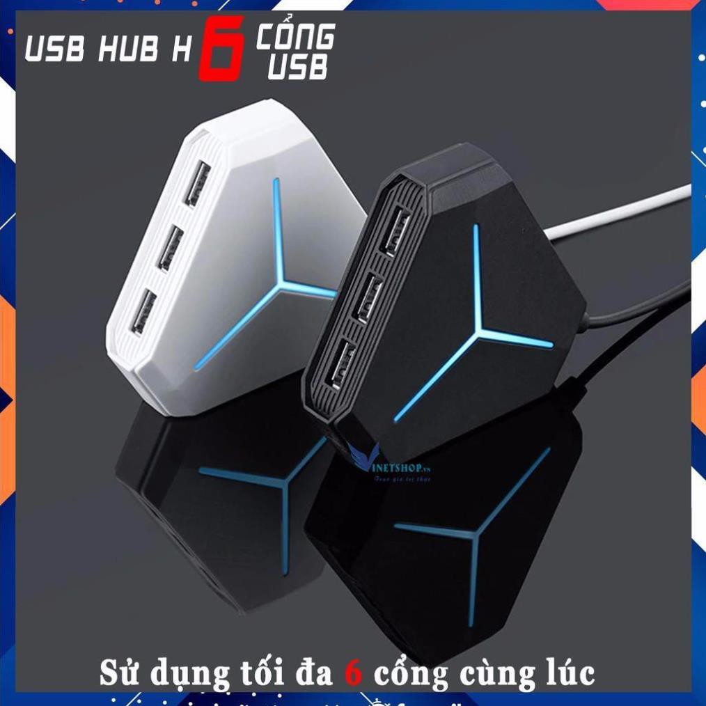 Bộ Chia USB 6 Cổng Dài 1m, USB Hub 2.0 Tiện Dụng Hình Lục Giác Có Đèn LED Báo Hiệu Kèm Ảnh Thật -dc3923