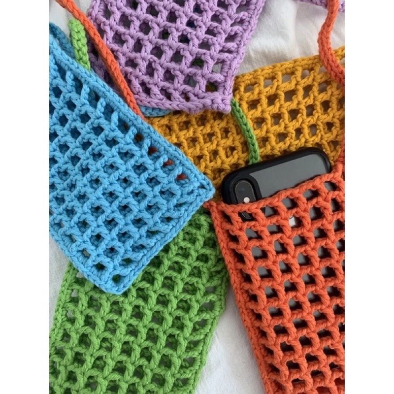 Túi đựng điện thoại băng len handmade