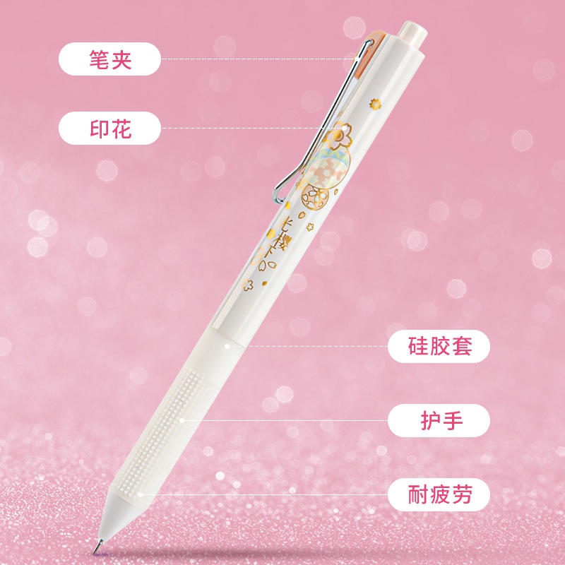 Bút bi bấm văn phòng dạng gel ngòi 0.5mm Deli có đệm chống đau tay A609