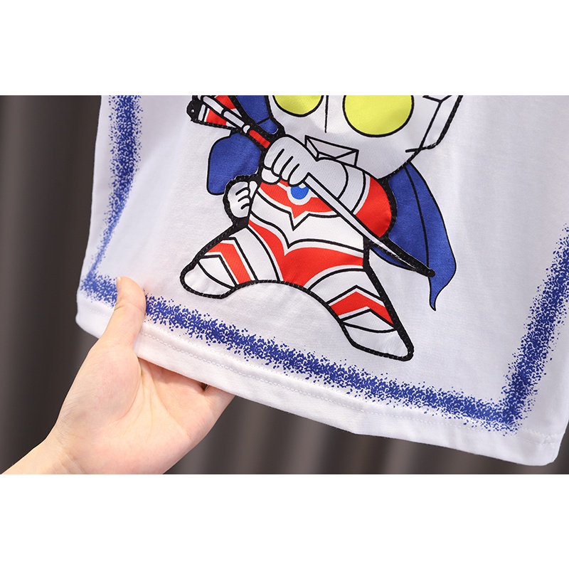 Set Đồ 2 Món Áo Thun Tay Ngắn In Hình Ultraman Và Quần short Thời Trang Dành Cho Bé Trai 0-5 Tuổi