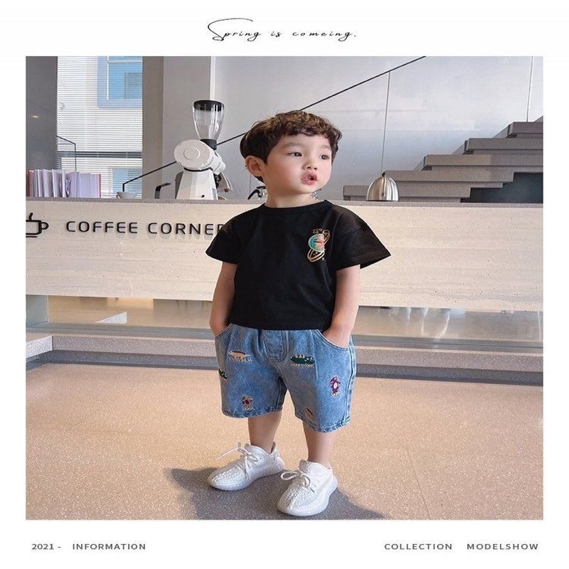 Quần Short Jean Thêu Hình Khủng Long Mới Cho Bé Trai