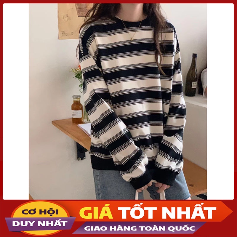 Áo Nỉ Da Cá Kẻ Ngang Dài Tay M2124-Violet