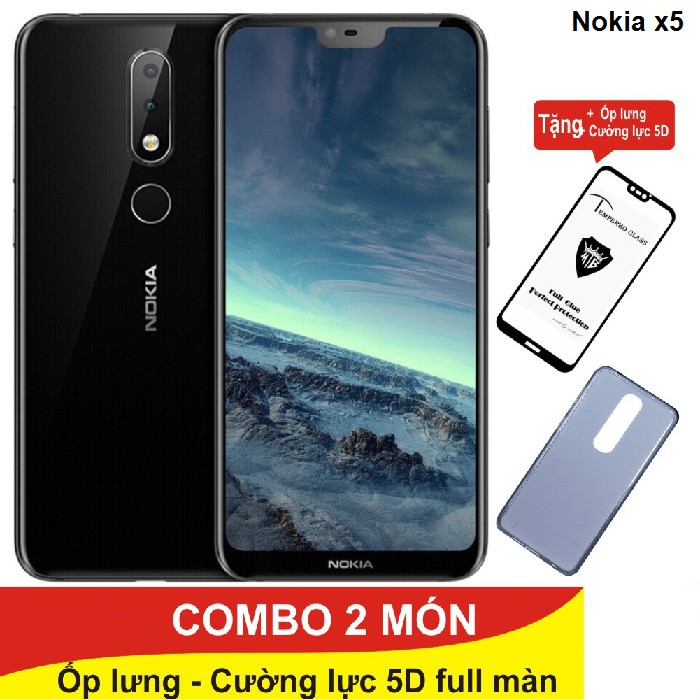 Ốp lưng silicon + Cường Lực Full màn 5D full màn hình nokia.x5