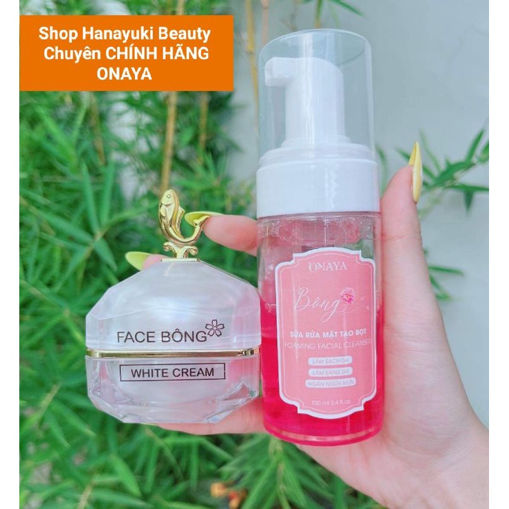 Combo Kem Face Bông ONAYA 30ml + Sữa Rửa Mặt Tạo Bọt ONAYA 100ml