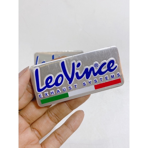 Decal tem nhôm chịu nhiệt dán pô xe chữ LEO VINCE