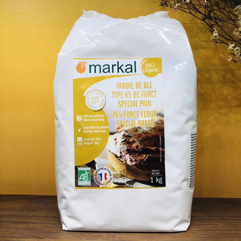 Bột mì hữu cơ T65 Markal 1kg (Protein &gt; 13%)