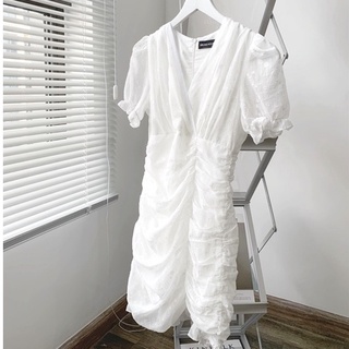 Đầm trắng cổ V hoạ tiết hoa ANNIE DRESS - Sibling House