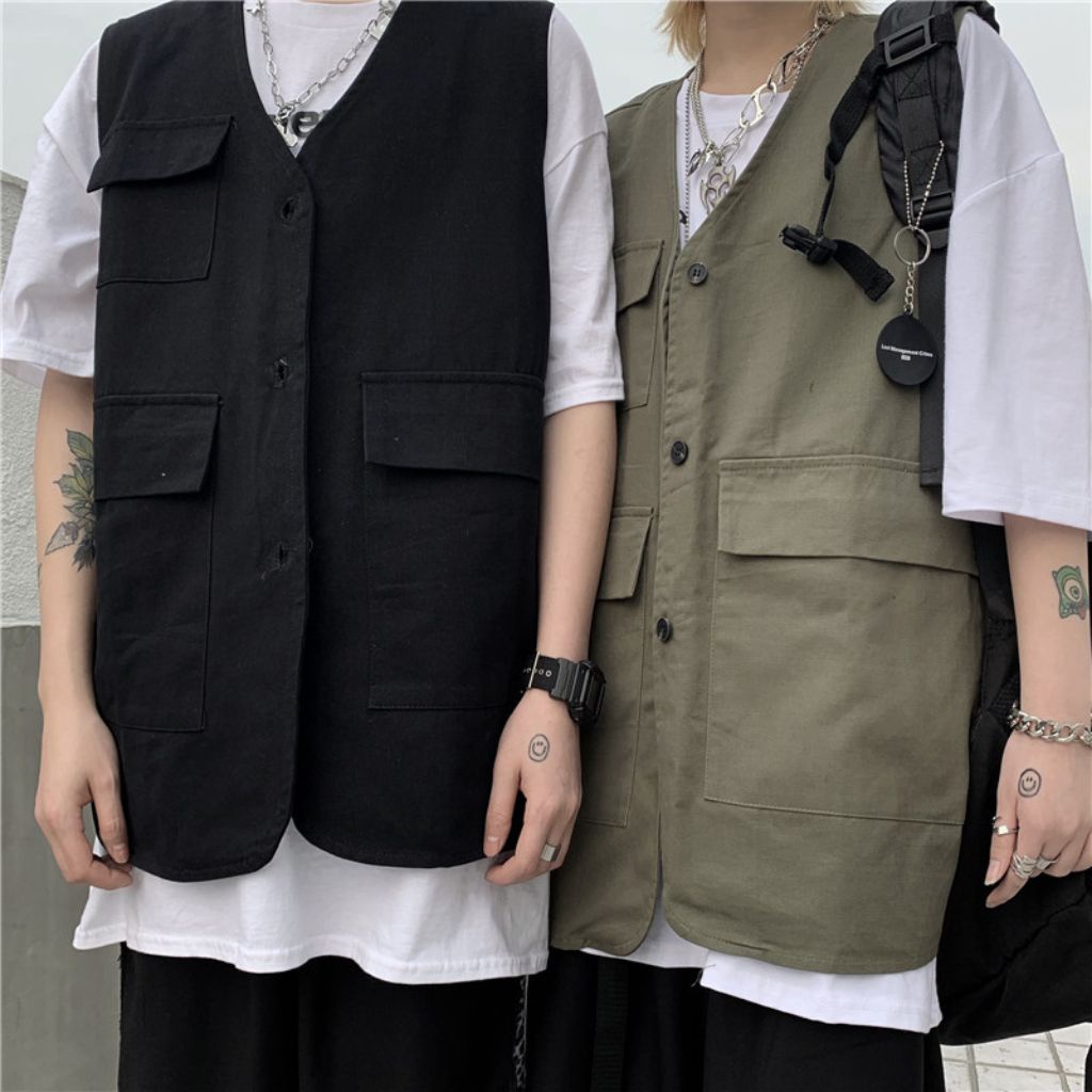 Áo gile nam nữ dáng rộng phong cách unisex AGL09
