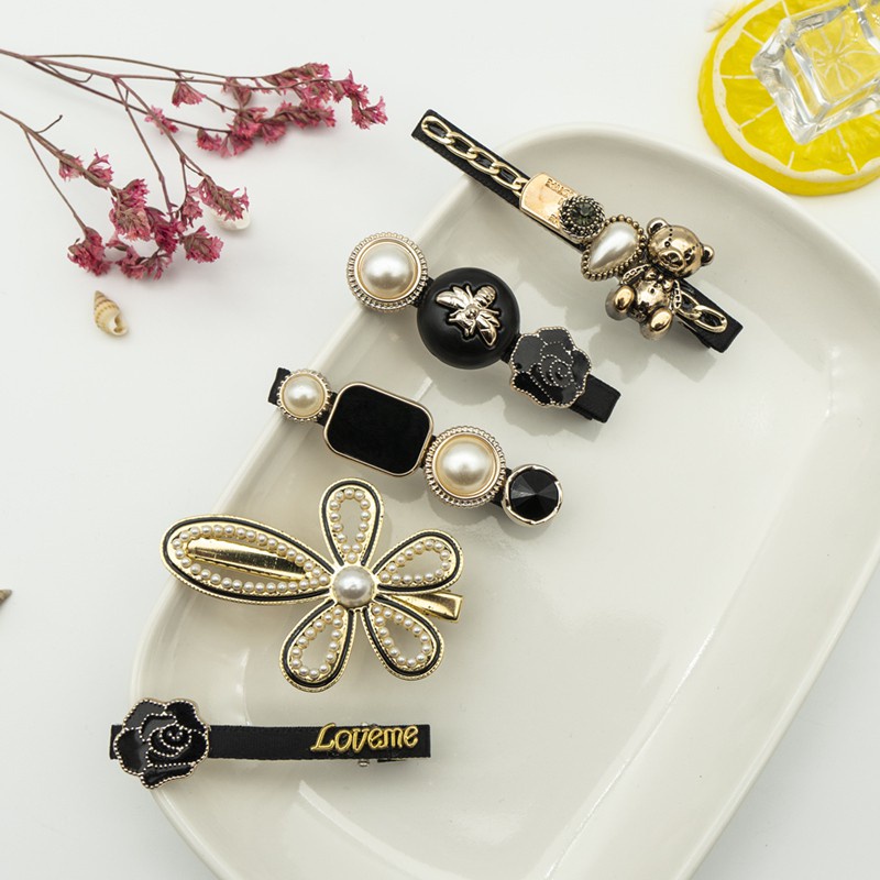 Kẹp tóc đính ngọc trai nhân tạo phong cách Hàn Quốc mới năm 2021 F074